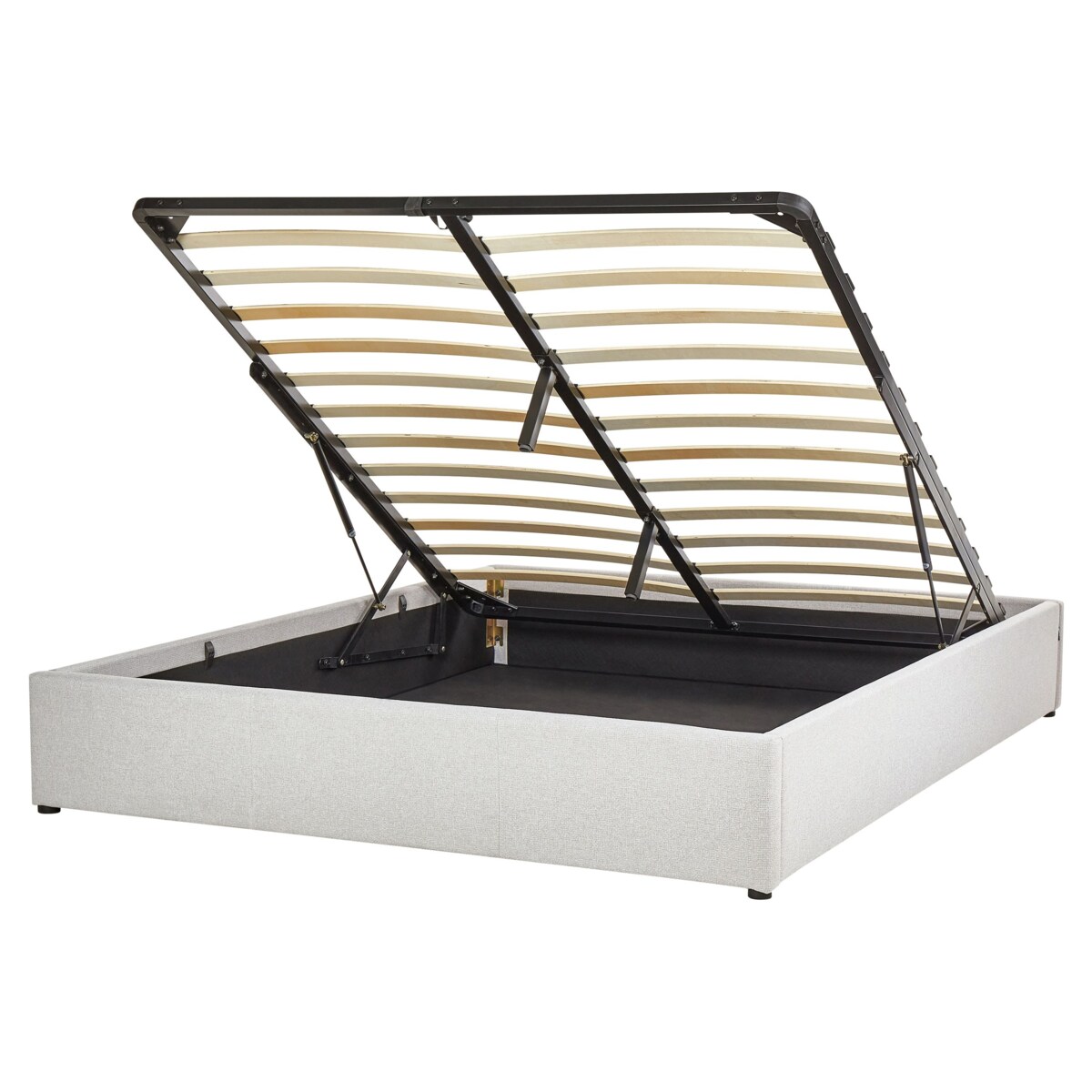 Łóżko z pojemnikiem tapicerowane 160 x 200 cm jasnoszare DINAN