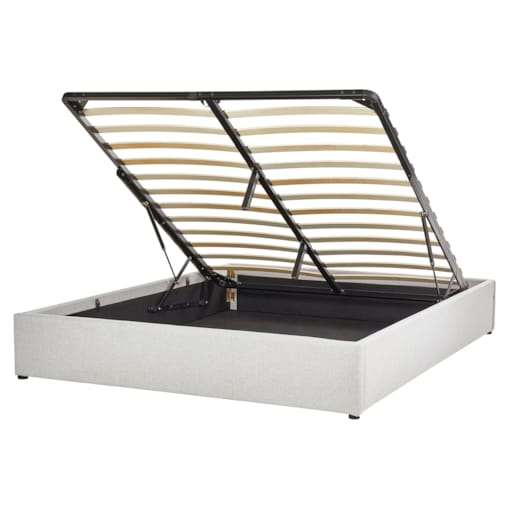 Łóżko z pojemnikiem tapicerowane 160 x 200 cm jasnoszare DINAN