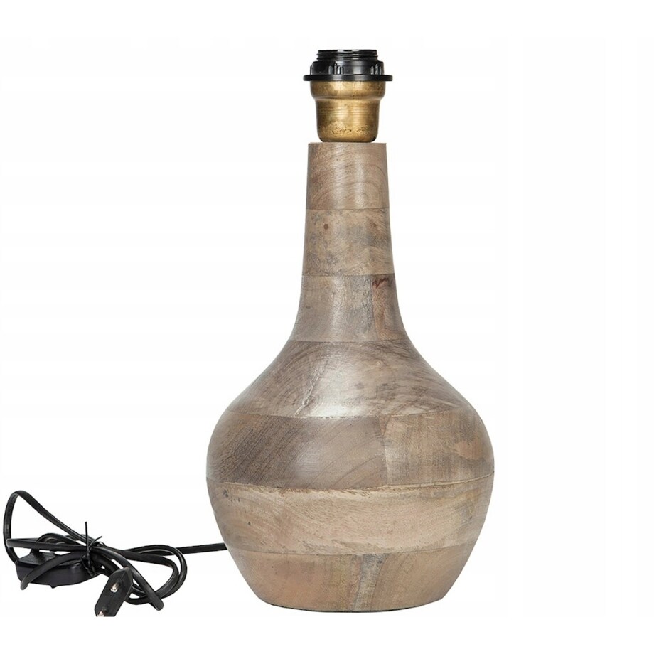 LAMPA STOŁOWA BOHO DREWNIANA E27 34cm NOCNA DO SALONU SYPIALNI BEZ KLOSZA