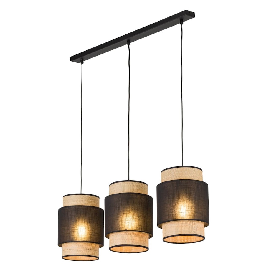 Lampa zwieszana potrójna na listwie Boho 5658 TK Lighting czarna słomkowa
