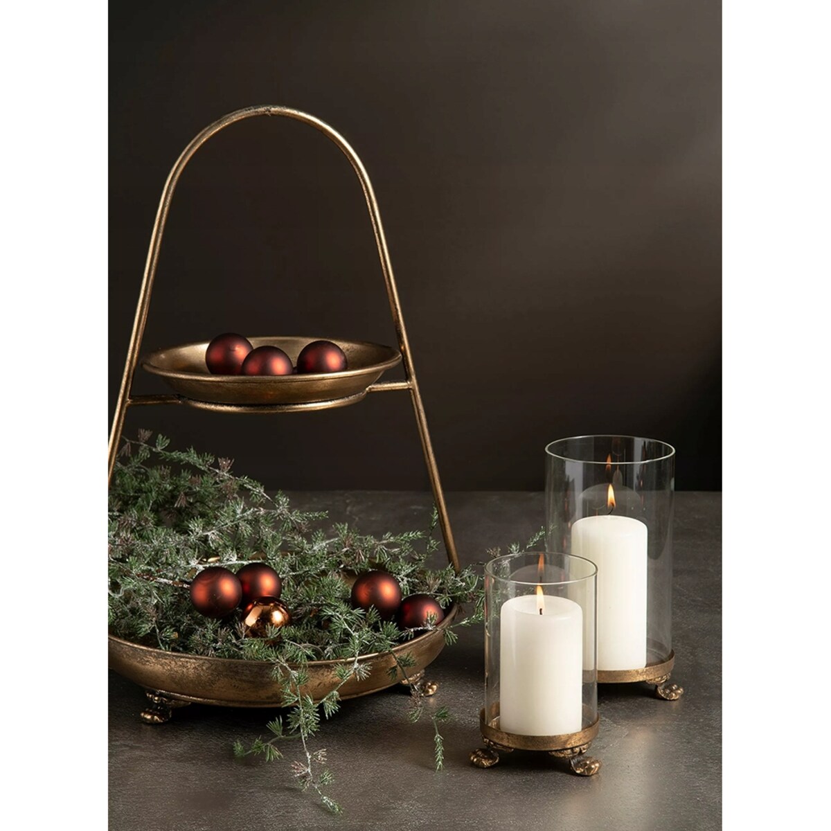 PATERA NA OWOCE DEKORACJE dwupoziomowa metalowa śr. 30cm