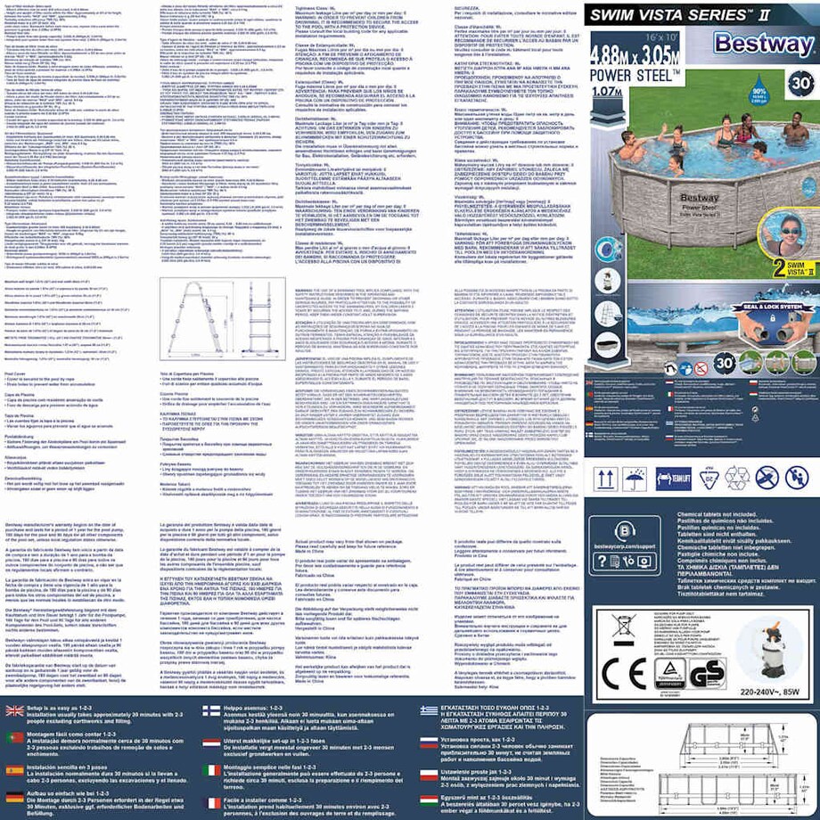 Bestway Basen Power Steel z akcesoriami, 488x305x107 cm