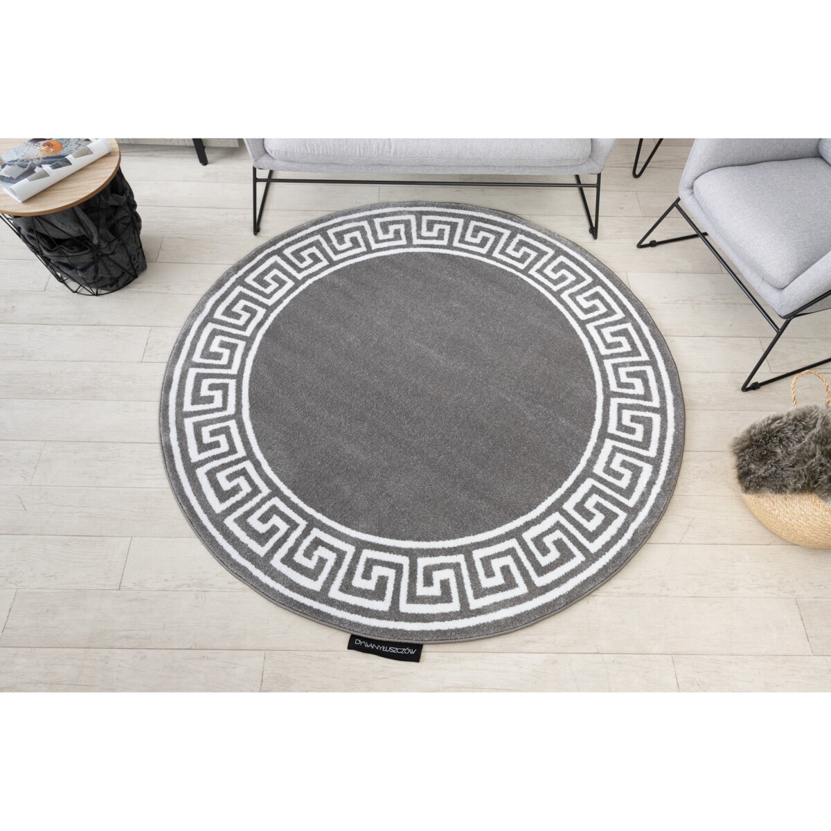 Dywan HAMPTON Grecos koło szary koło 160 cm