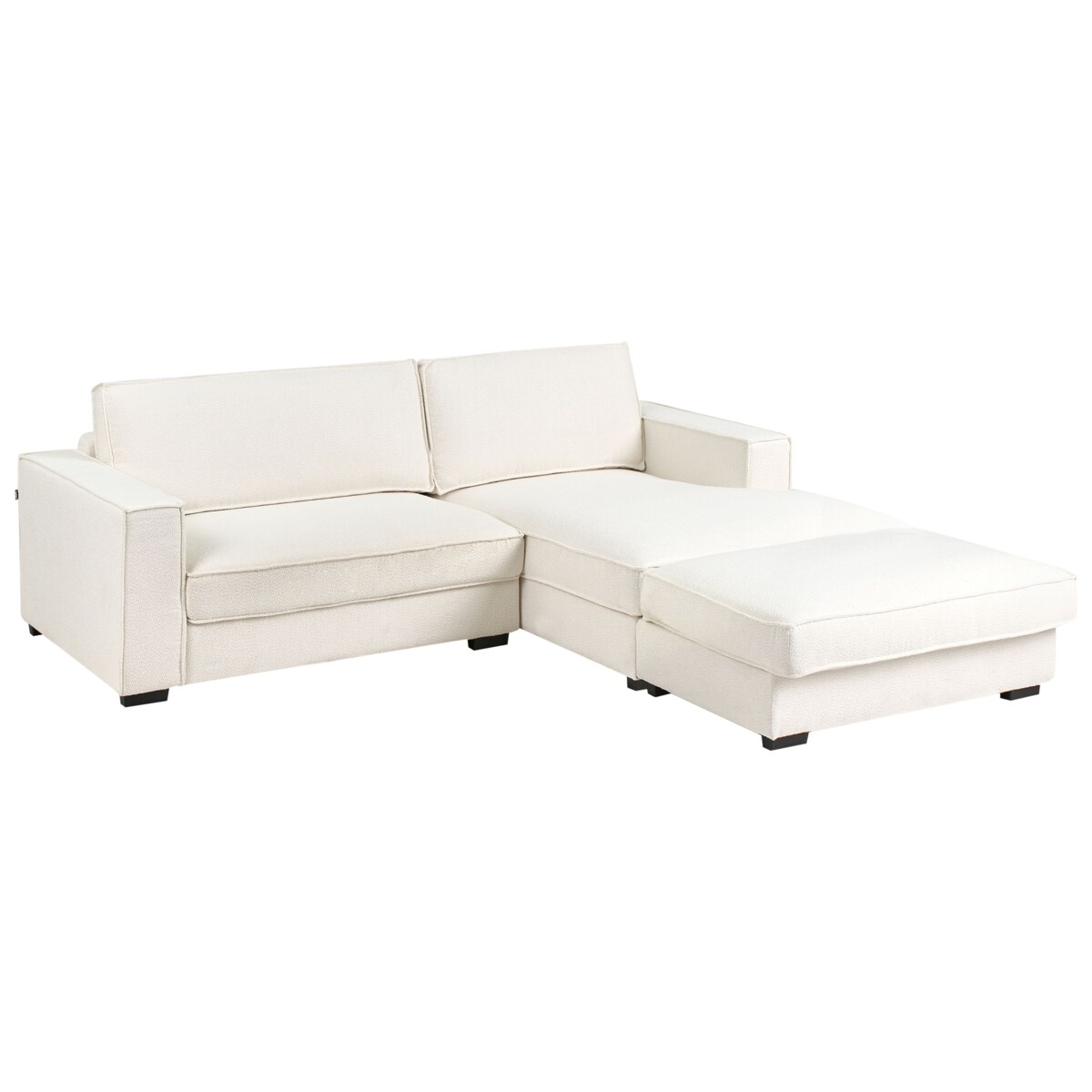 Narożnik RENDERS Boucle Złamana biel z otomaną dla 3 osób Lewostronny