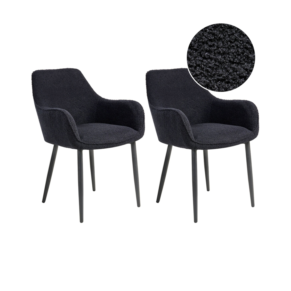 Zestaw 2 krzeseł do jadalni ALDEN Boucle Czarny