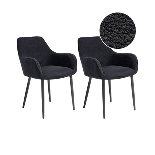 Zestaw 2 krzeseł do jadalni ALDEN Boucle Czarny