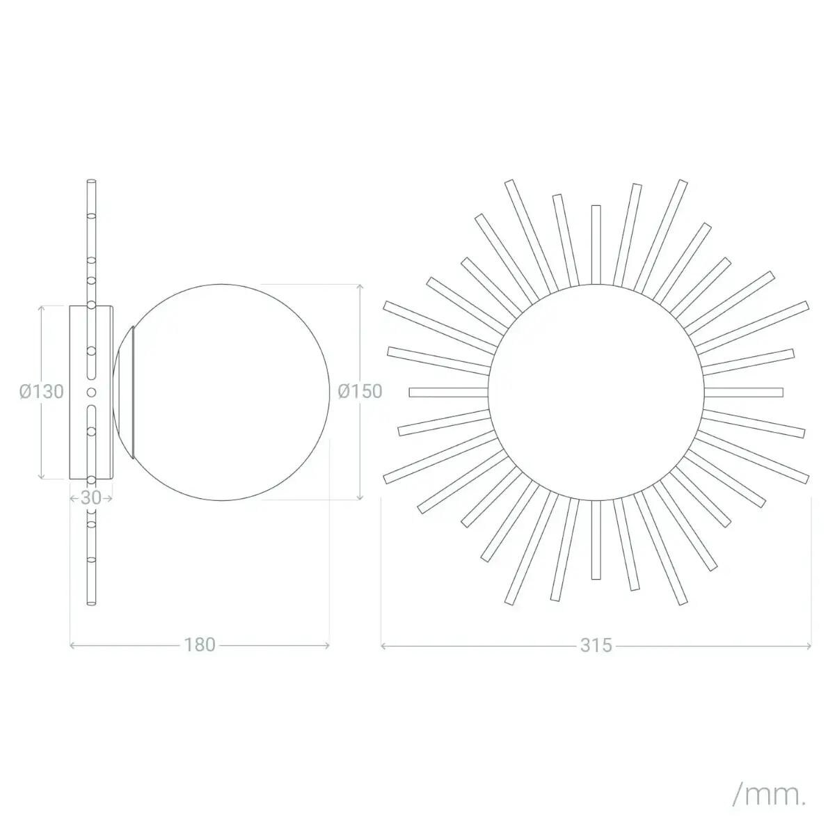 Sypialniany kinkiet Milano ABR-KV-E14 Abruzzo szklana kula złoty