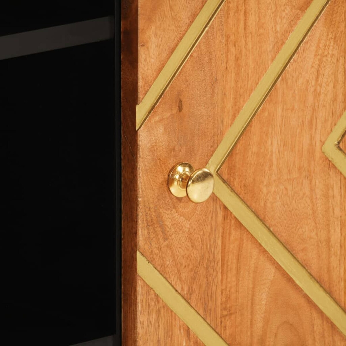 vidaXL Szafka, brązowo-czarna, 90x33,5x75 cm, lite drewno mango