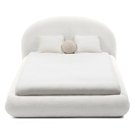 Łóżko tapicerowane 160x200 cm białe bouclé Riaci