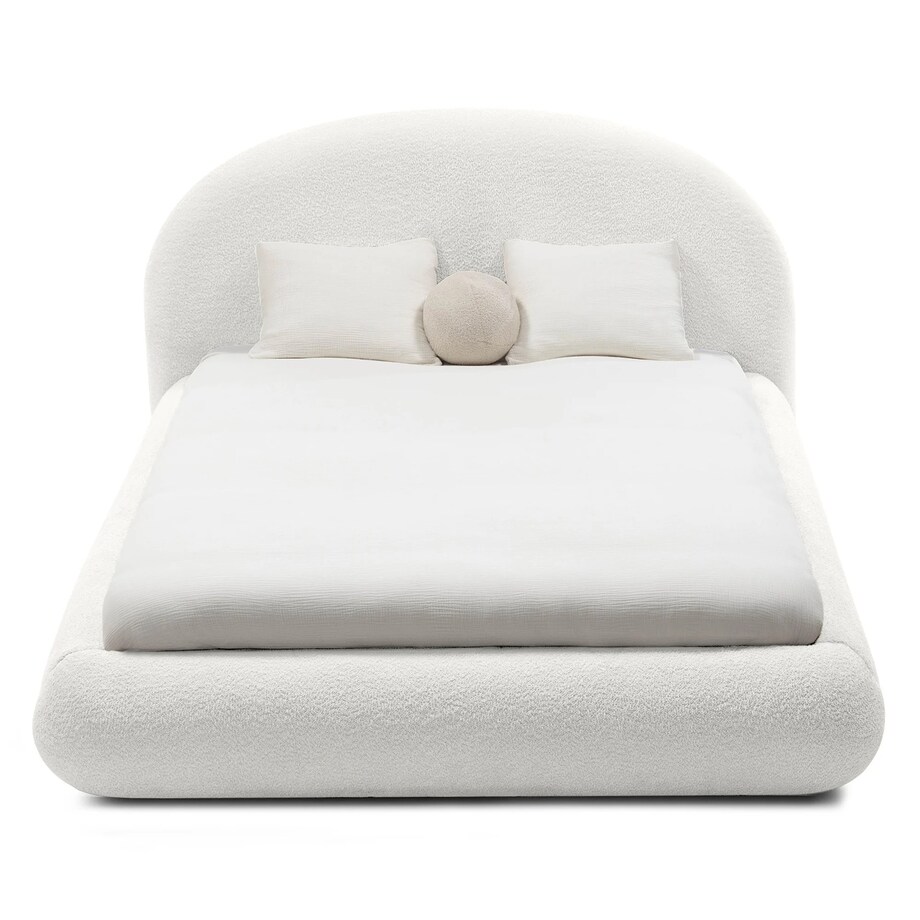 Łóżko tapicerowane 160x200 cm białe bouclé Riaci