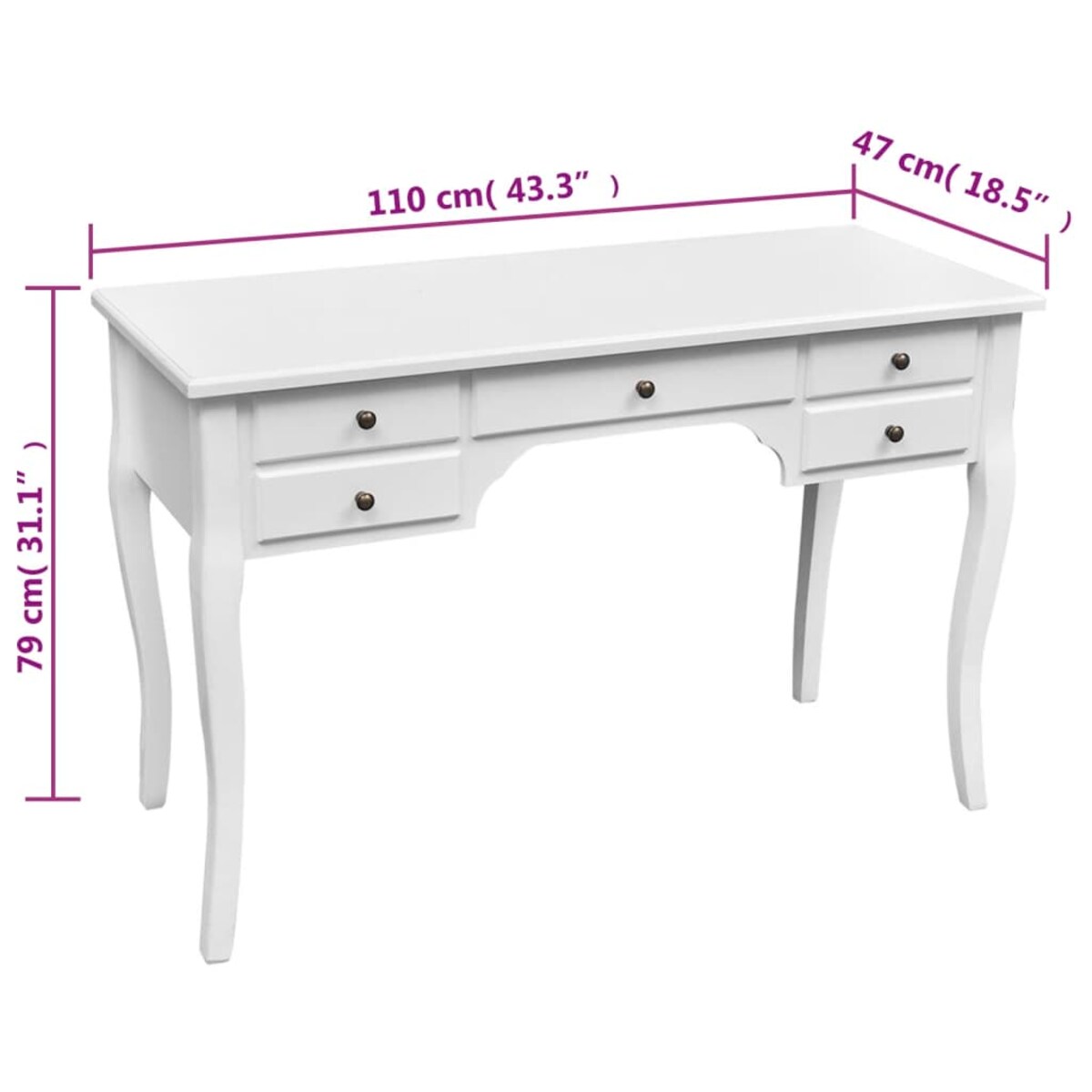 vidaXL Biurko w stylu francuskim z 5 szufladkami