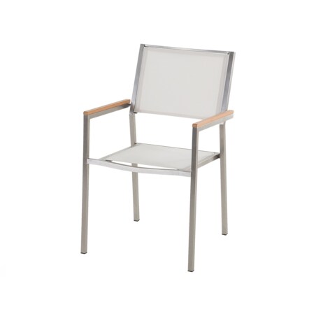 Zestaw ogrodowy stół granitowy czarny i 6 krzeseł białych GROSSETO