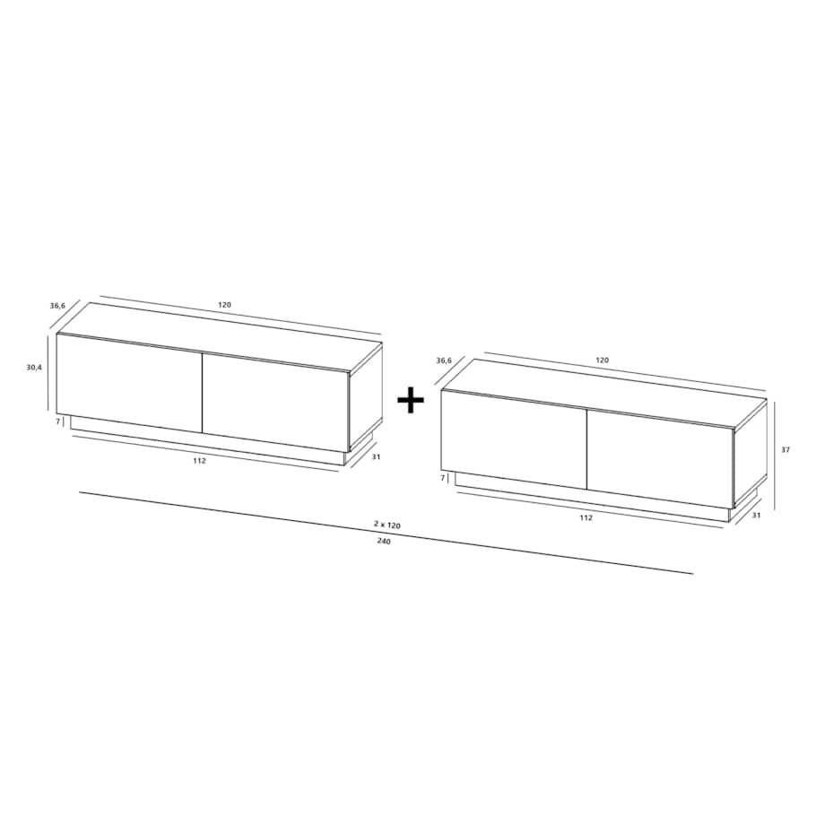 Szafka RTV Loft Stojąca / Wisząca Komoda RTV Biały MAT 240 cm