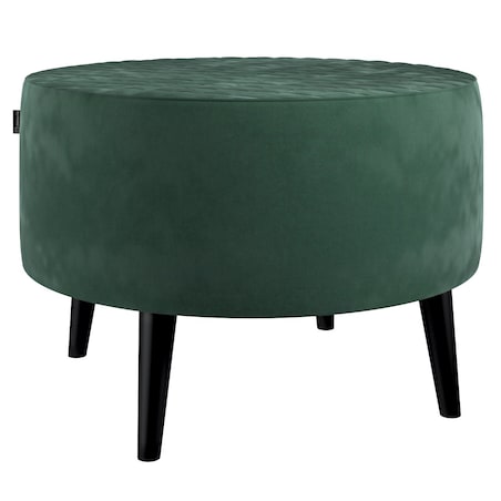 Podnóżek okrągły pikowany, ciemny zielony, Ø60 x 40 cm, Velvet