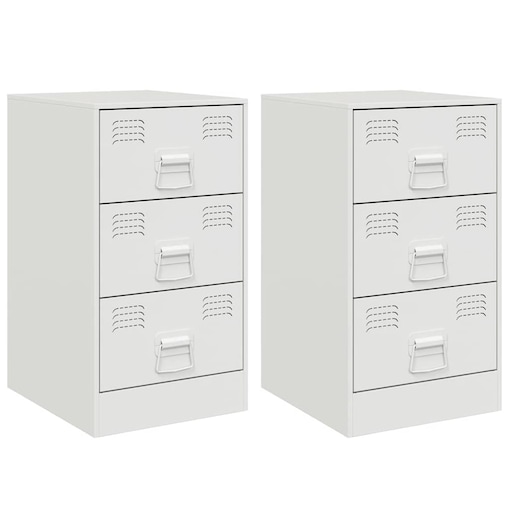 vidaXL Szafki nocne, 2 szt., białe, 34,5x39x62 cm, stal