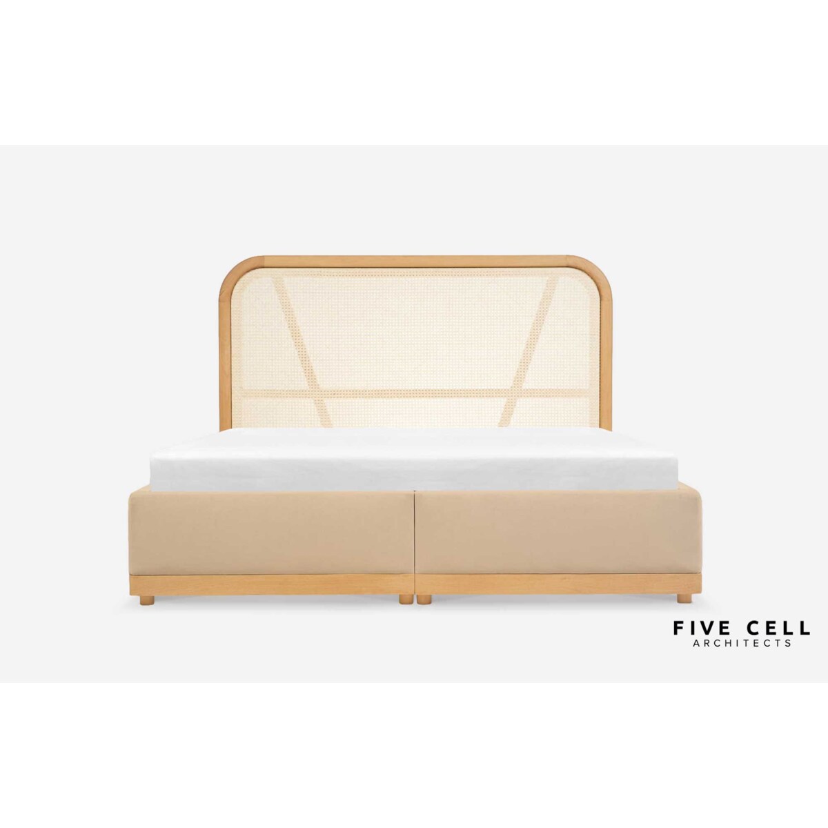 Łóżko Japandi (160X200) z pojemnikiem na pościel w tkaninie Tierra 02