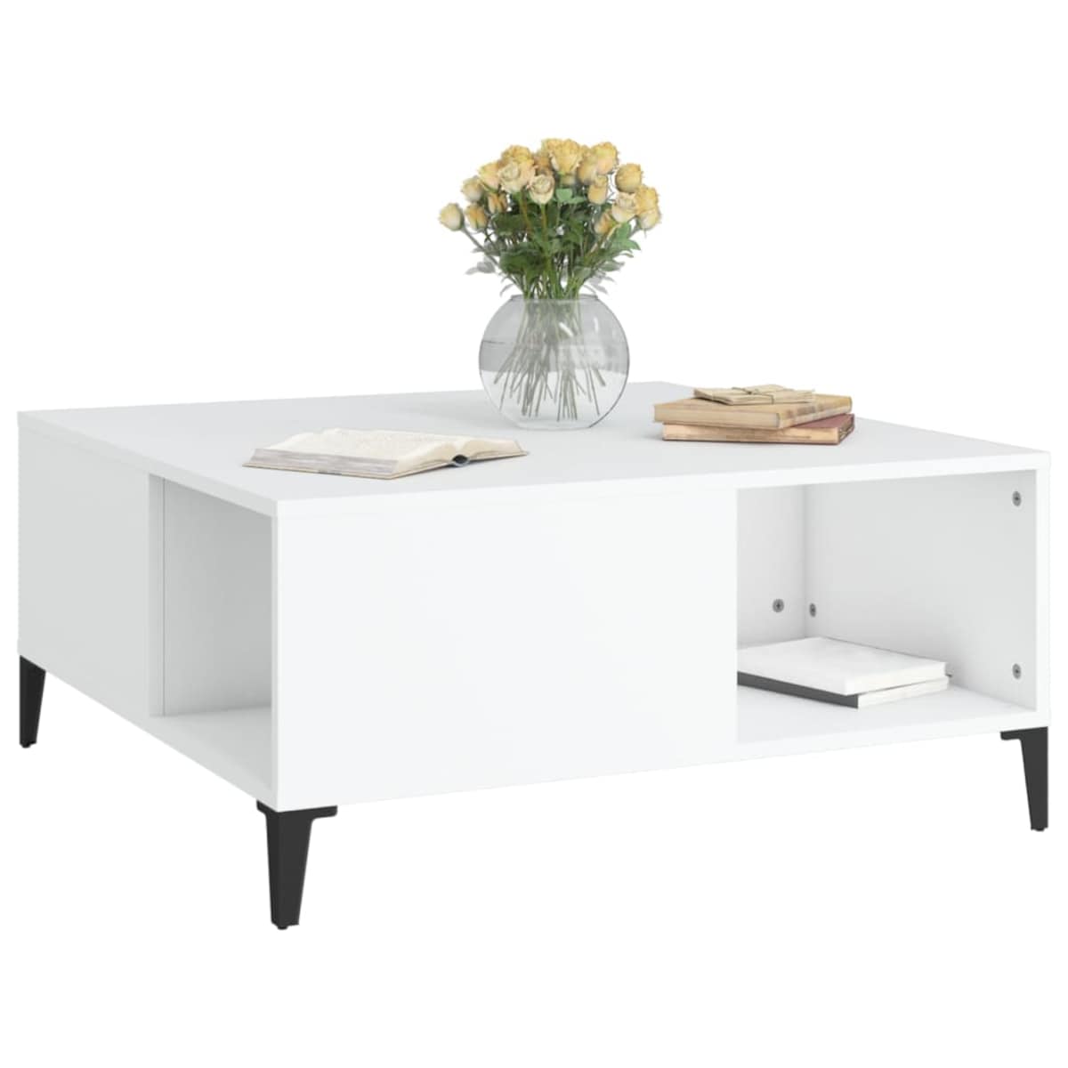 vidaXL Stolik kawowy, biały 80x80x36,5 cm, materiał drewnopochodny
