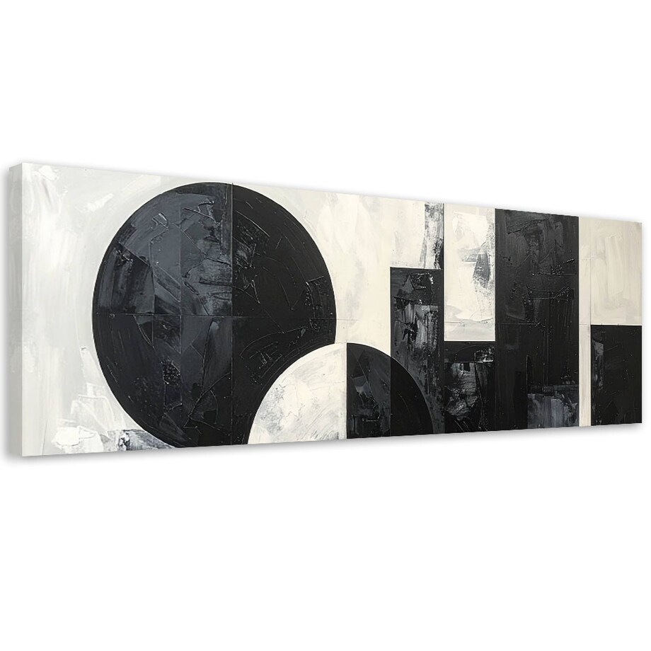 Obraz do salonu biura, Abstrakcyjna kompozycja koła kształty czarno biały