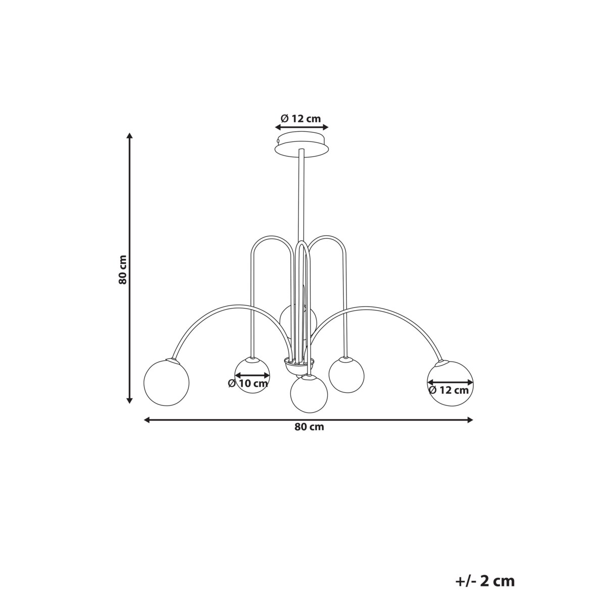 Żyrandol metalowy 6-punktowy złoty FORBES