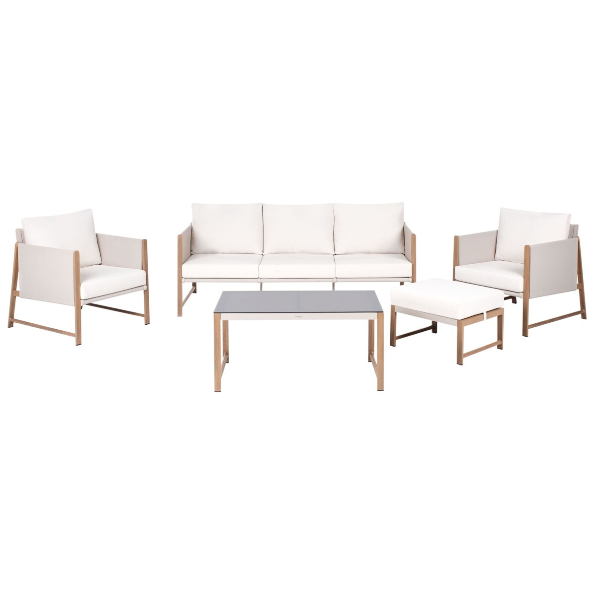 Zestaw ogrodowy ze stolikiem i otomaną dla 5 osób NOLA Metal Jasnobeżowy