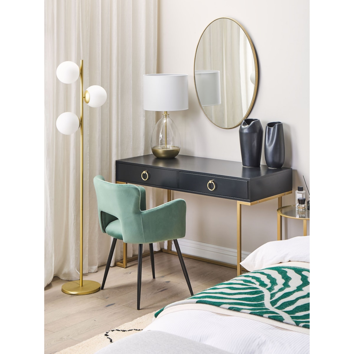 Konsola WESTPORT Czarny/ złoty 115 cm 50 cm z szufladami