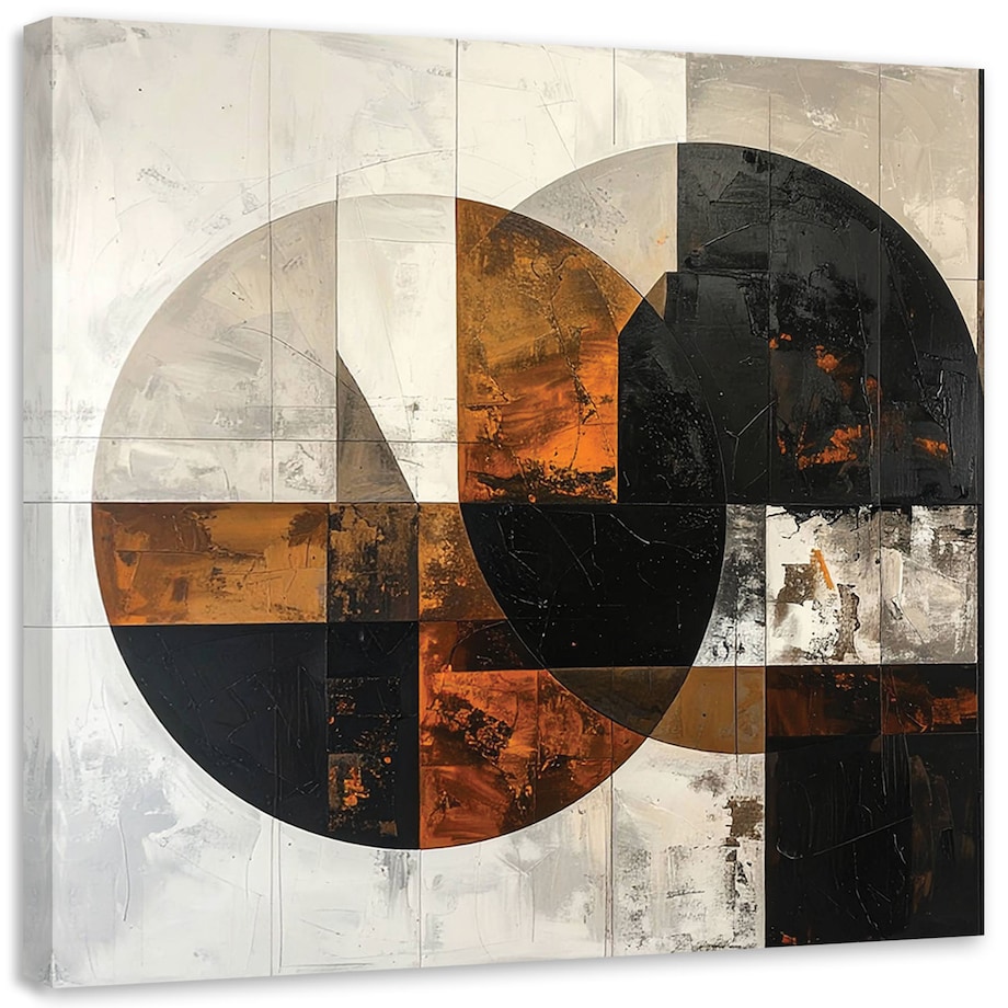 Obraz do salonu sypialni biura kuchni, Abstrakcja koła kształty brązowy szary