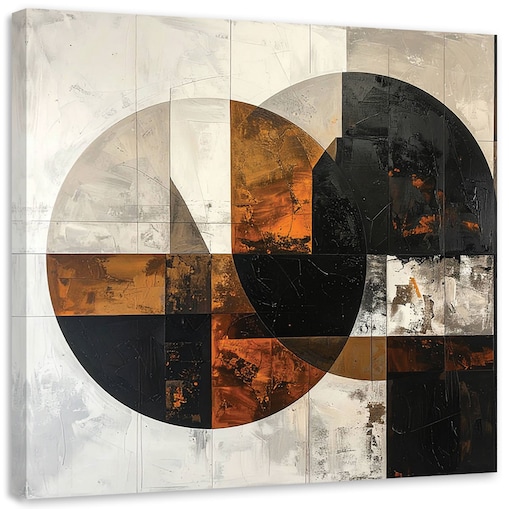 Obraz do salonu sypialni biura kuchni, Abstrakcja koła kształty brązowy szary