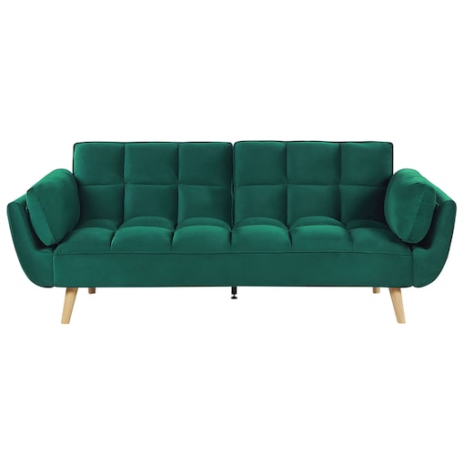 Sofa rozkładana dla 3 osób ASBY Welur Zielony