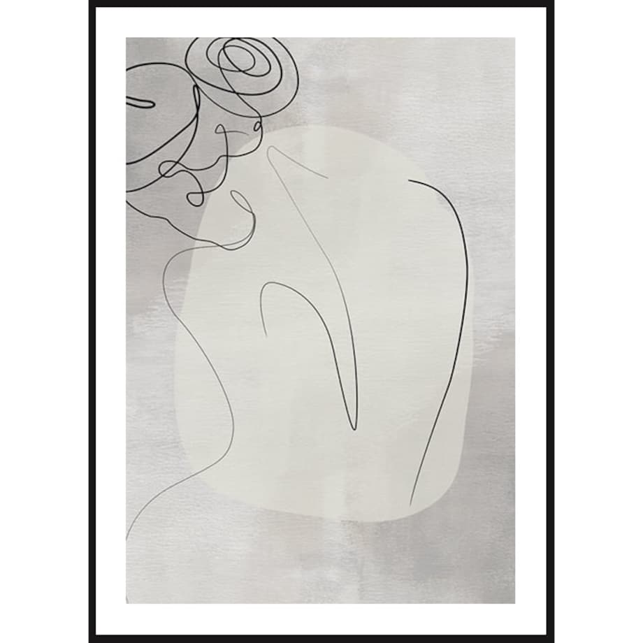 Poster Story, Plakat, Obraz - Kobieta Odwrócona Tyłem w Konturach wymiary 30 x 42 cm