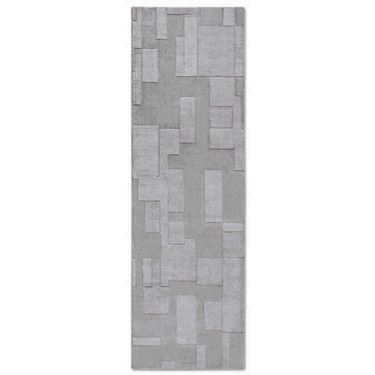 Chodnik wełniany do korytarza 80x250cm, szary nowoczesny wzór 3D