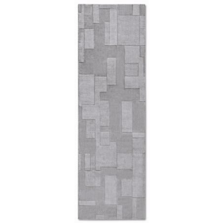 Chodnik wełniany do korytarza 80x250cm, szary nowoczesny wzór 3D