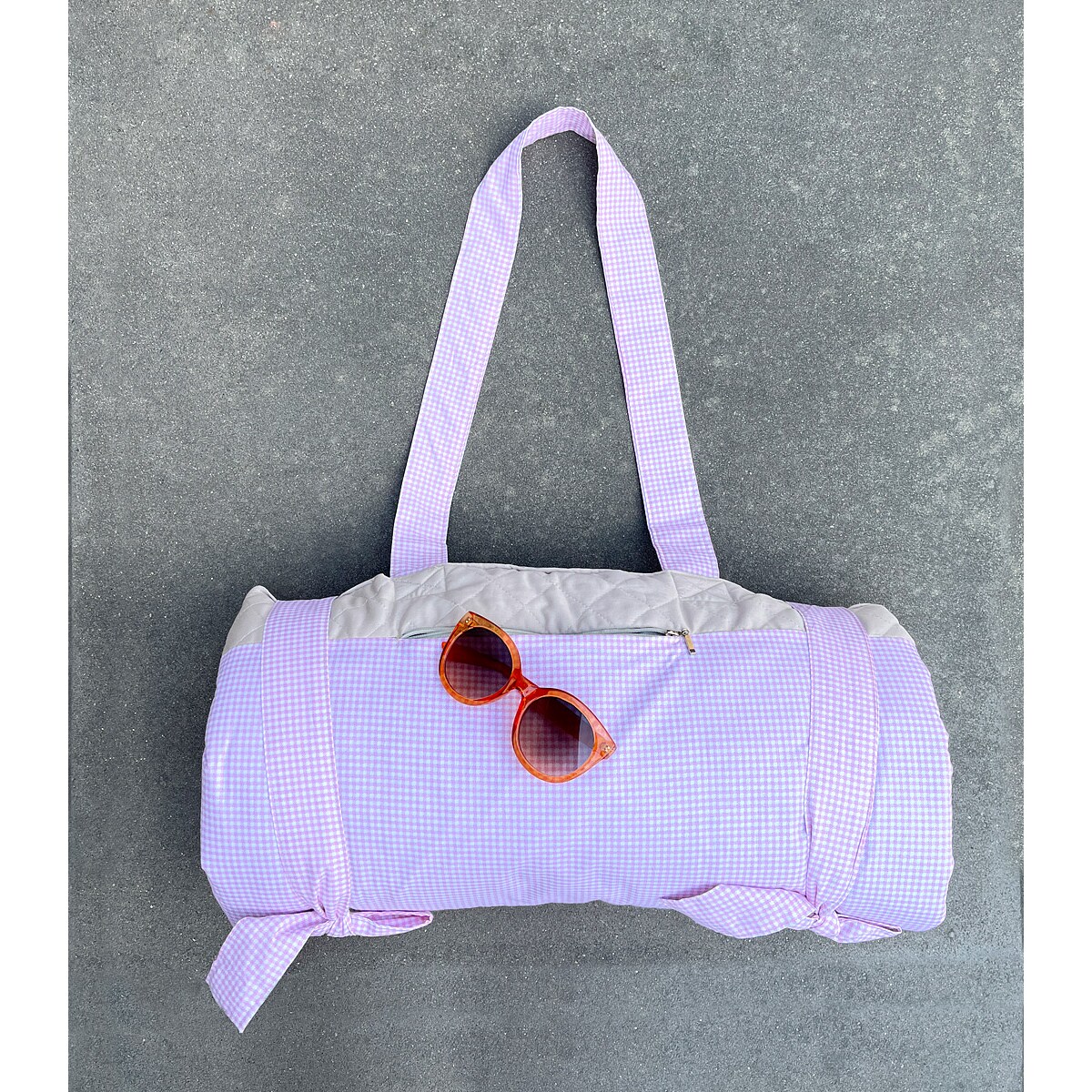 Kratka Vichy Pink – Koc piknikowy XXL – mata piknikowa 180×160 cm