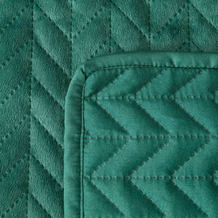 Butelkowa Zieleń Narzuta Pled na Łóżko Kanapę Velvet Welur 200 x 220 Welurowa