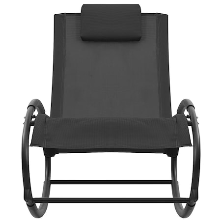 vidaXL Leżak z poduszką, stal i tworzywo textilene, czarny