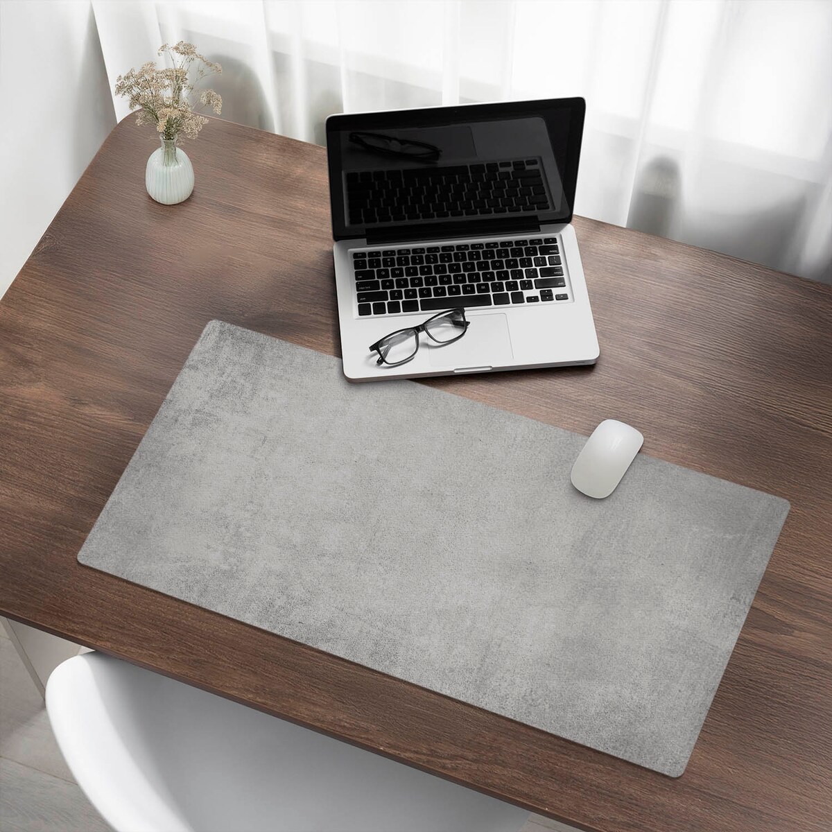 Szara mata na biurko Betonowa tekstura, 90x45 cm