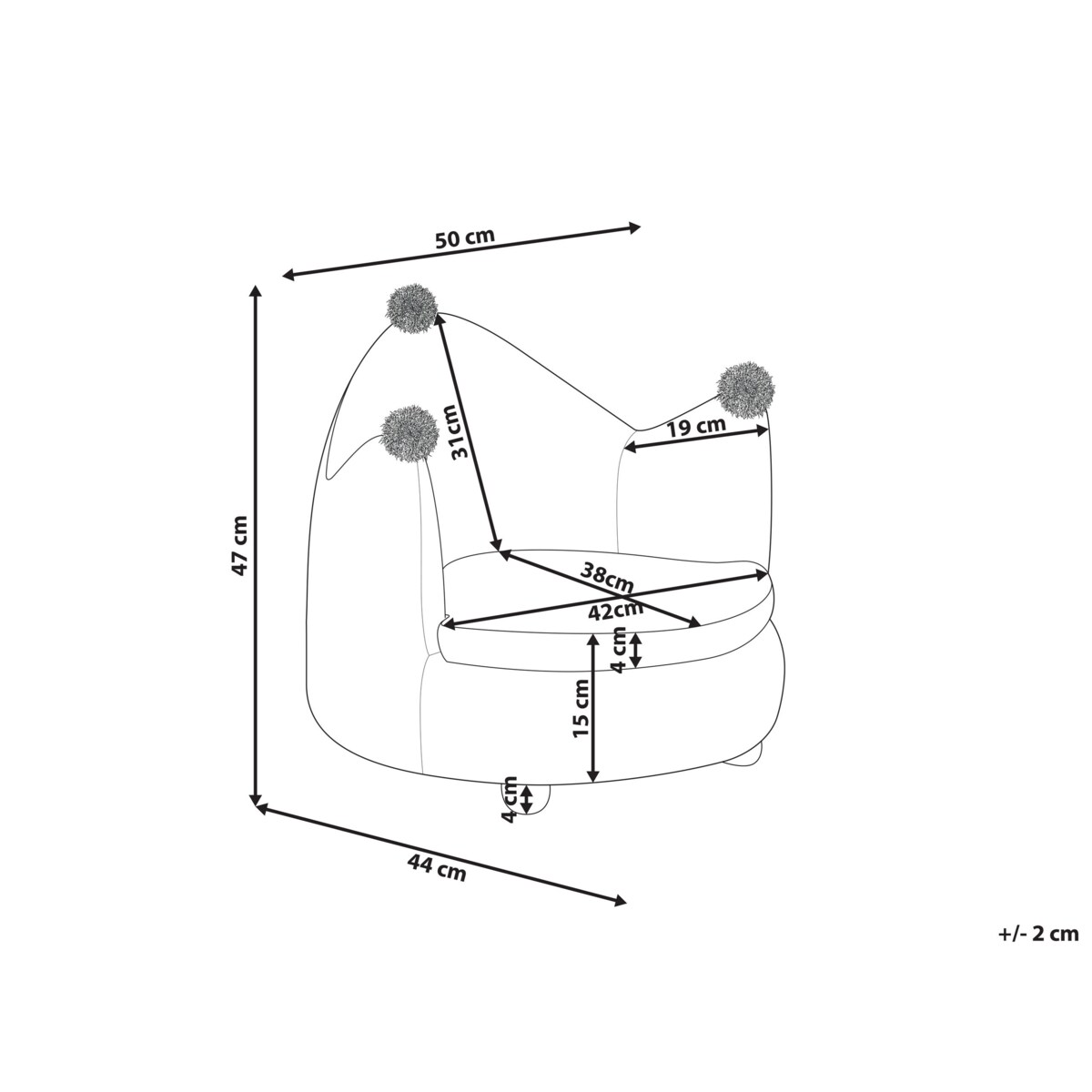 Fotel dziecięcy boucle panda biały z czarnym VIBY