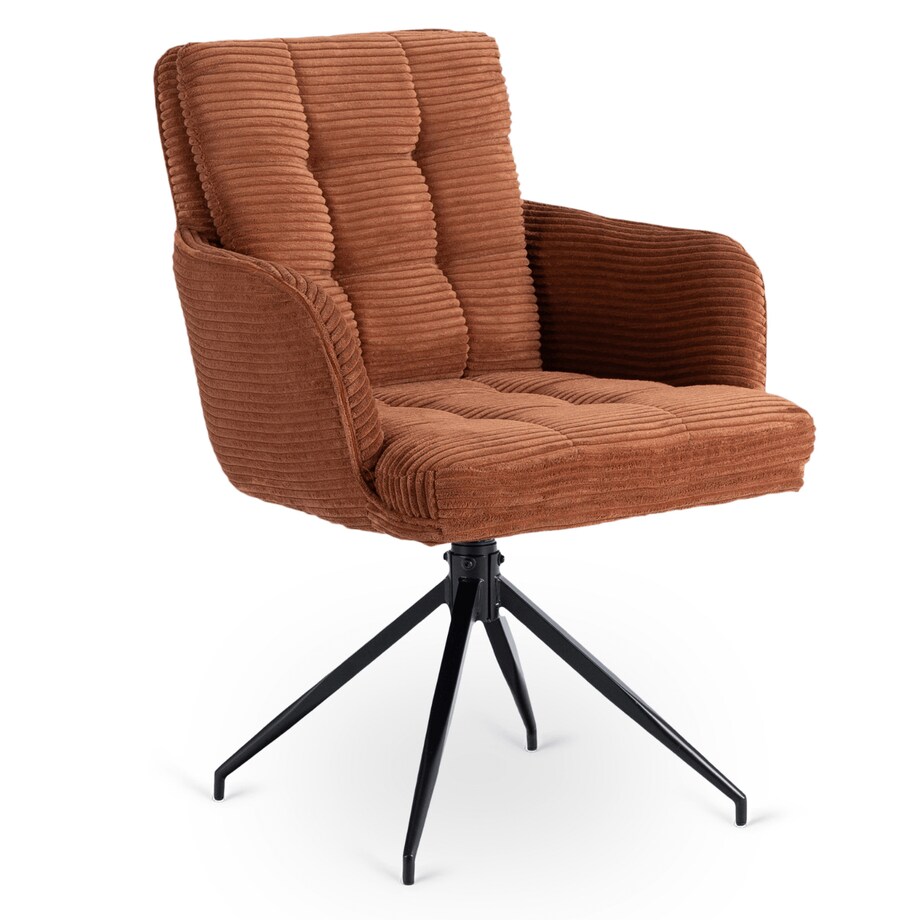 Krzesło Obrotowe Kubełkowe Tapicerowane Do Jadalni Sztruks Rudy AKITA