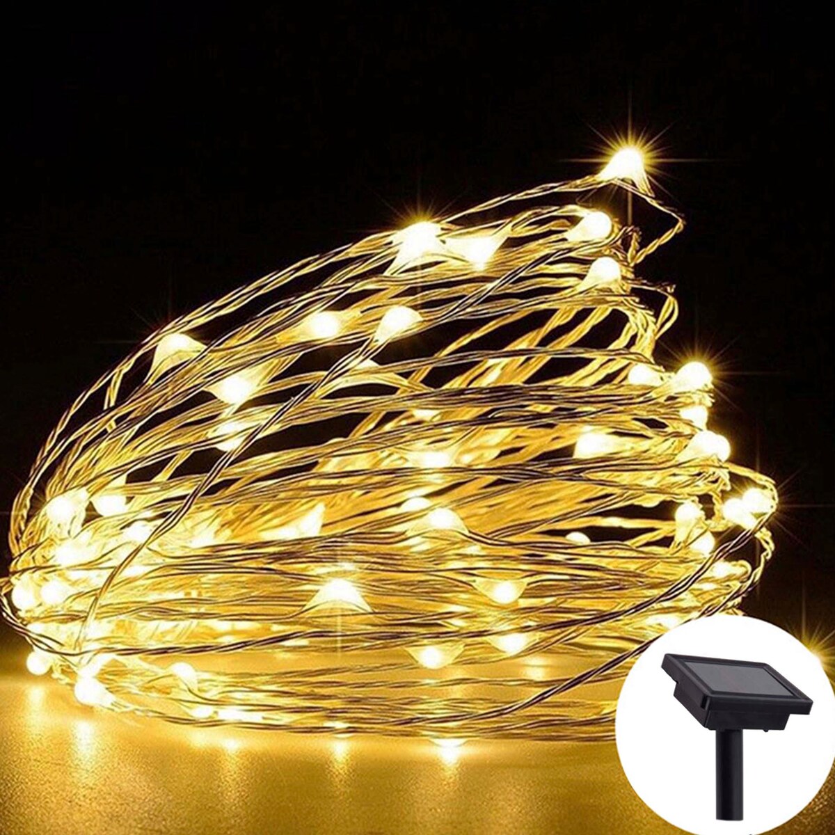 Lampki Ogrodowe 12 Metrów 200 Led Druciki Girlanda Zewnętrzna Solarna