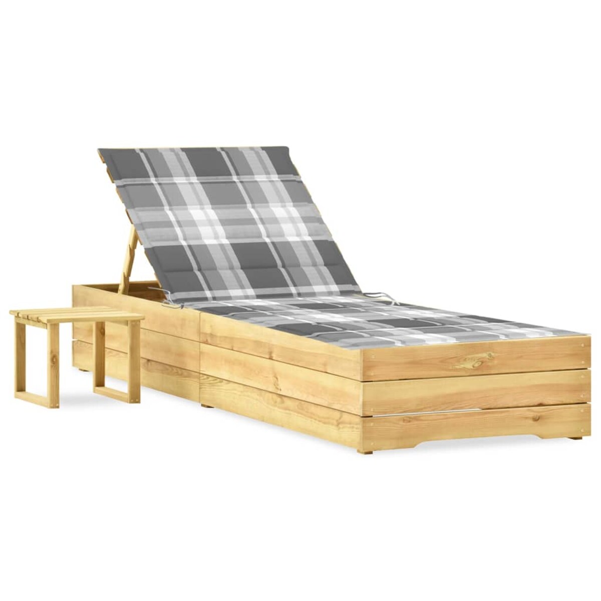 vidaXL Leżak ogrodowy ze stolikiem i poduszką, impregnowana sosna