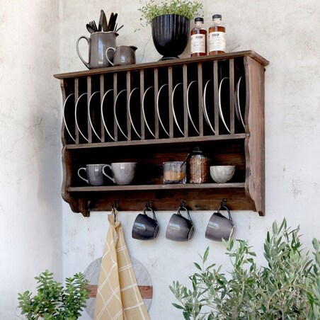 Szafka wisząca na talerze, postarzana 80 cm