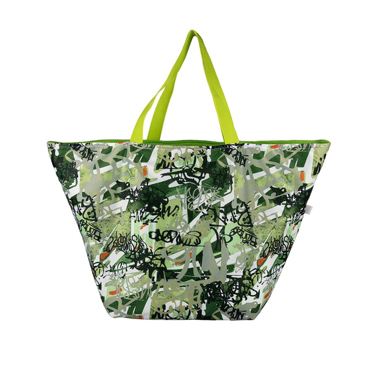 Torba na zakupy trapezowa 67x42 cm zielona z wnętrzem zielony wzór