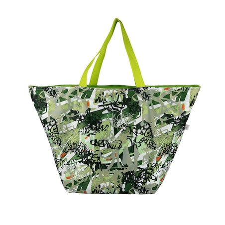 Torba na zakupy trapezowa 67x42 cm zielona z wnętrzem zielony wzór