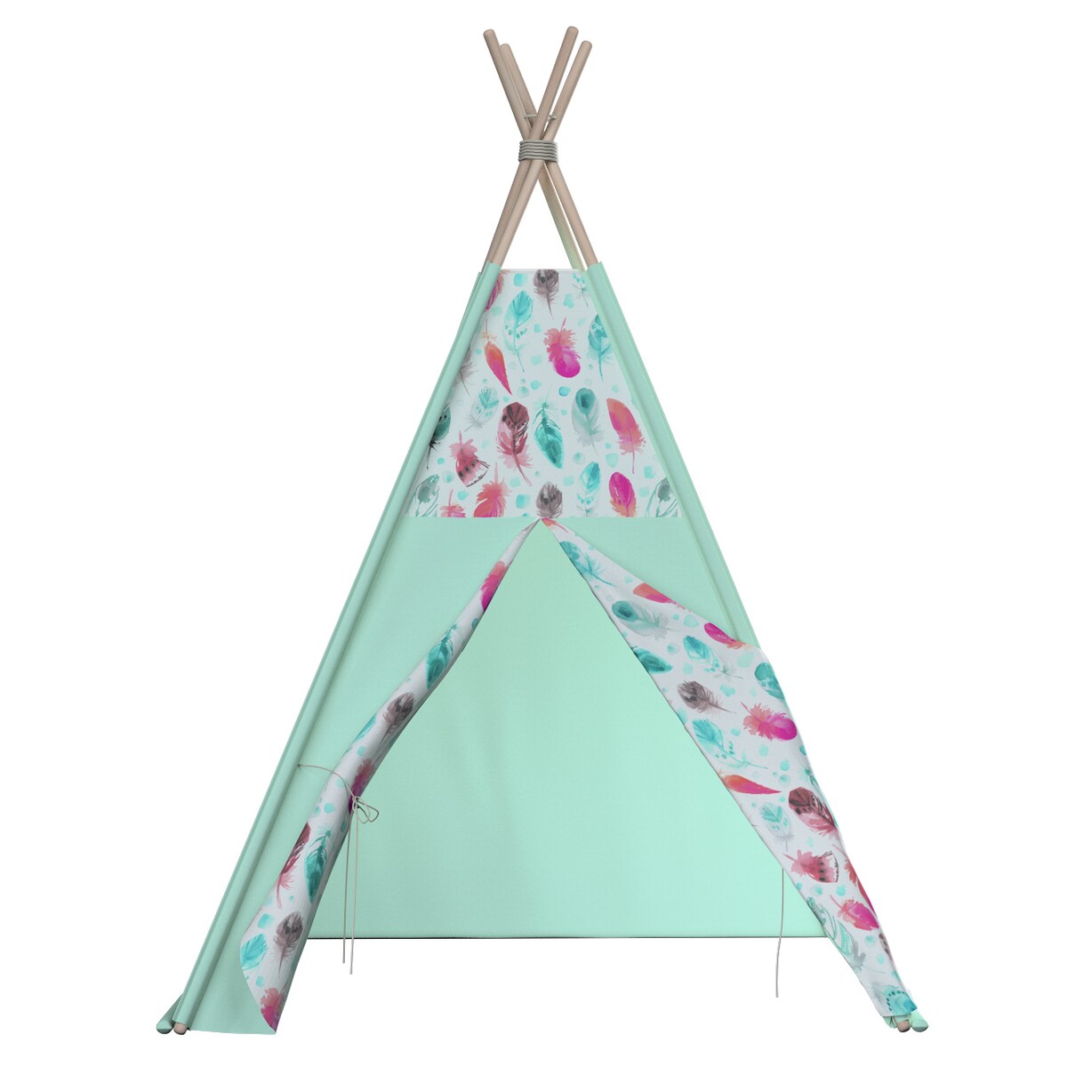 Tipi, różowe i turkusowe piórka, 110 x 110 x 155 cm, Magic Collection