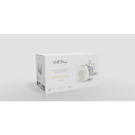 Zestaw Cukierniczka 300 ml i mlecznik 300 ml ze złotym rantem Geo Gold 32132