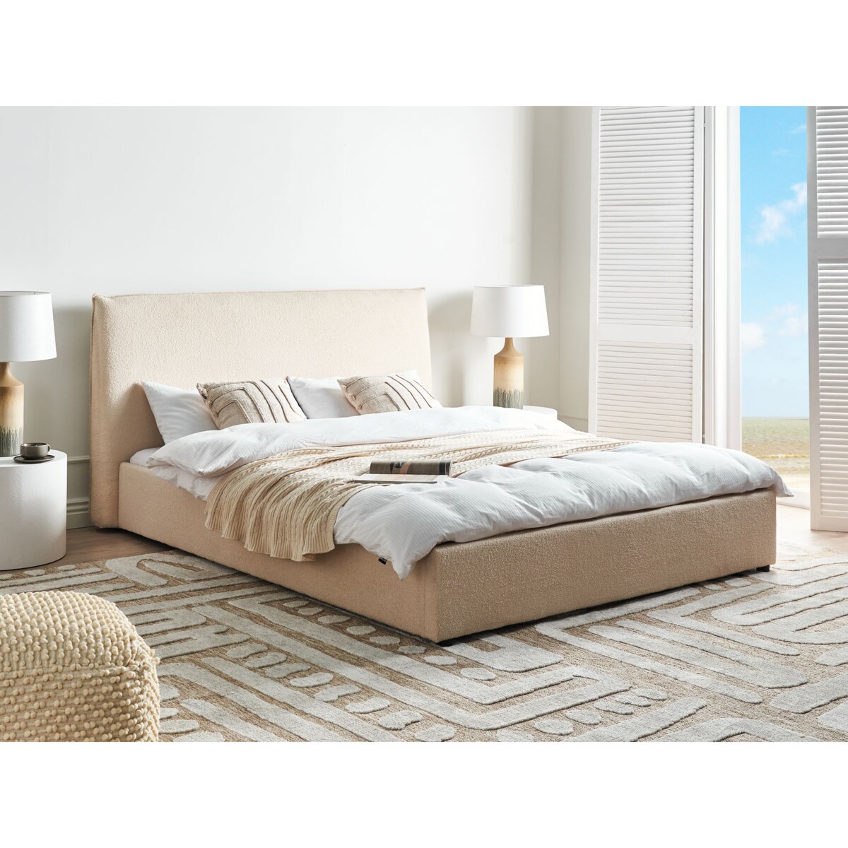 Łóżko wodne Boucle LAVAUR 160 x 200 cm Beżowy