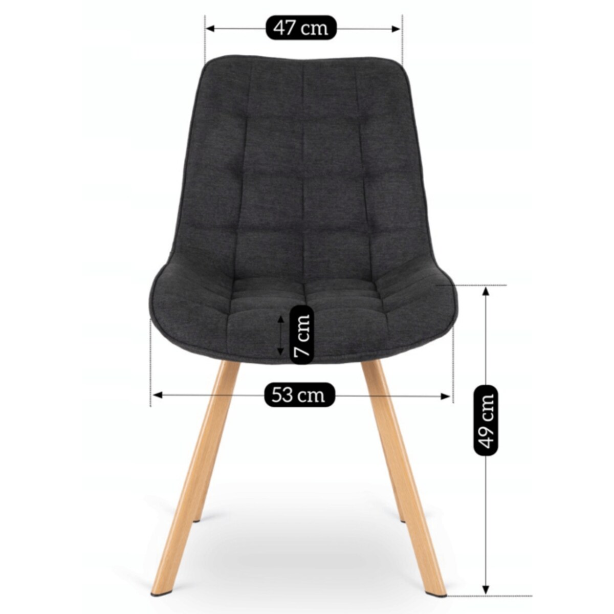 Krzesło Tapicerowane Kuchenne Czarne Do Salonu Jadalni Skandynawski KATHY