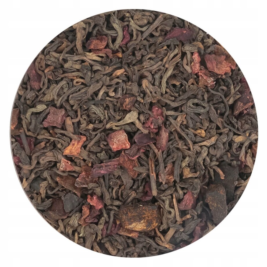 Herbata czerwona pu-erh AMARETTO o smaku wykwintnego amaretto PREMIUM - herbata liściasta sypana mieszanka napar susz - gotowa na prezent upominek