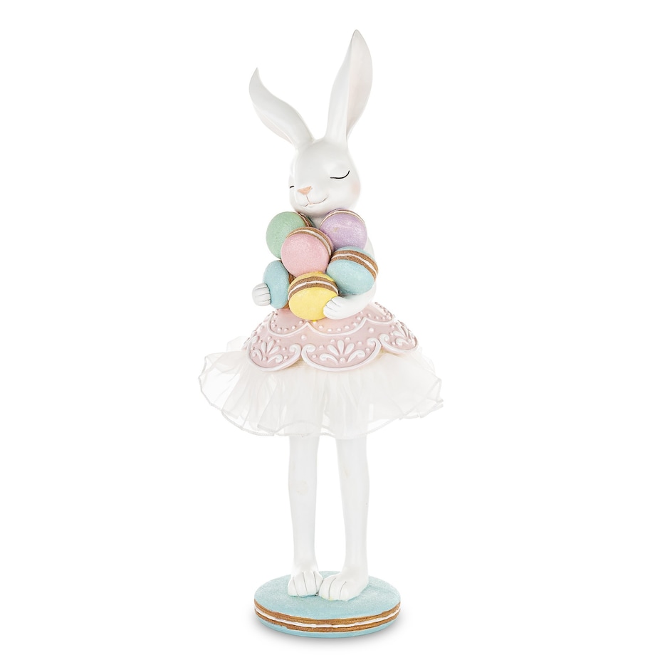 Dekoracja - króliczka w tiulowej spódniczce 55x22x16 cm GUDRUN z makaronikami