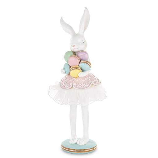Dekoracja - króliczka w tiulowej spódniczce 55x22x16 cm GUDRUN z makaronikami