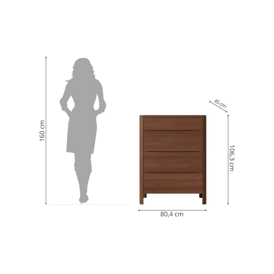 Drewniana komoda bukowa Visby MODENA 80 / kolor orzech
